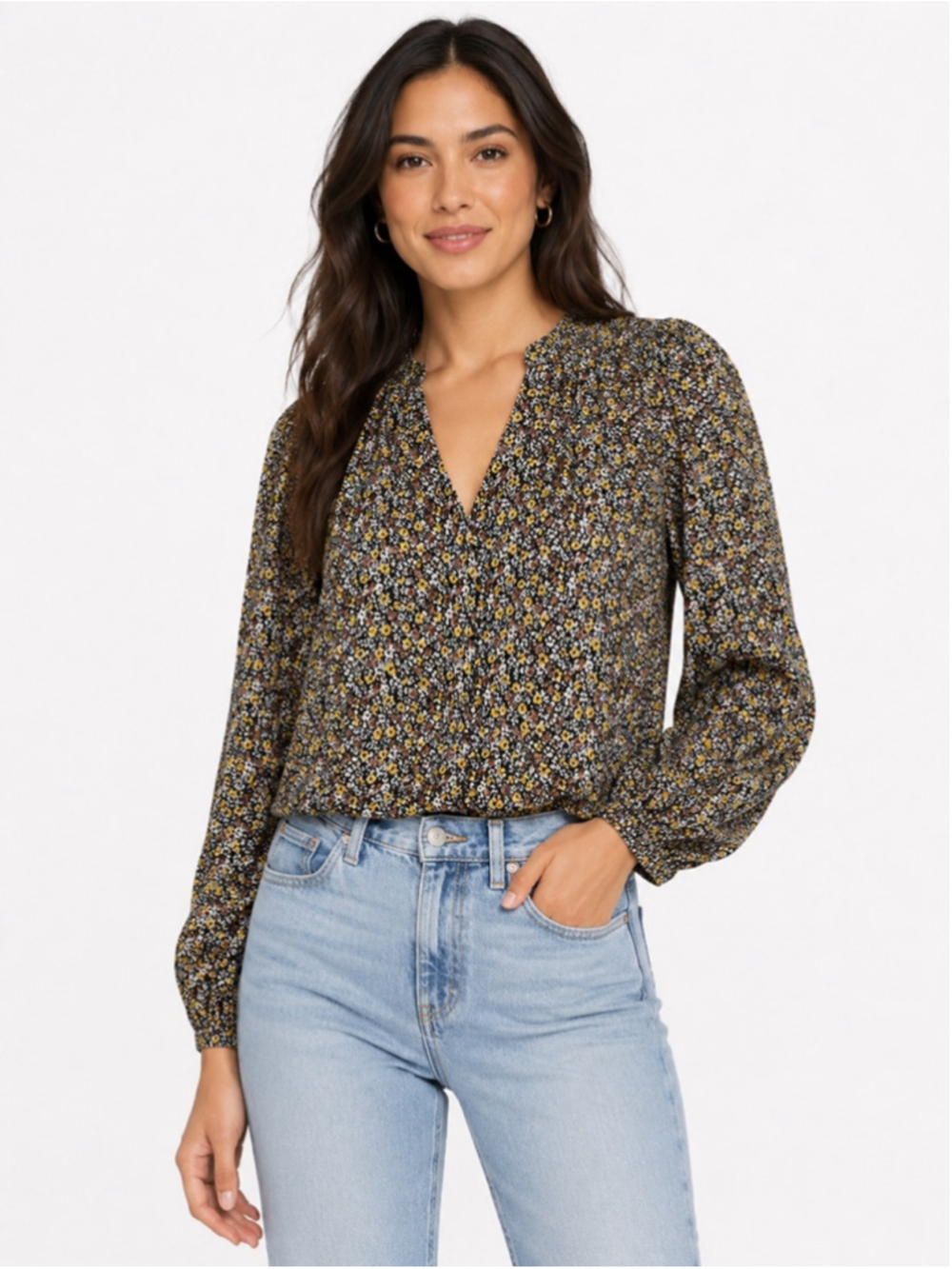 Knot Sisters Black Floral Bohemian Blouse S NWT